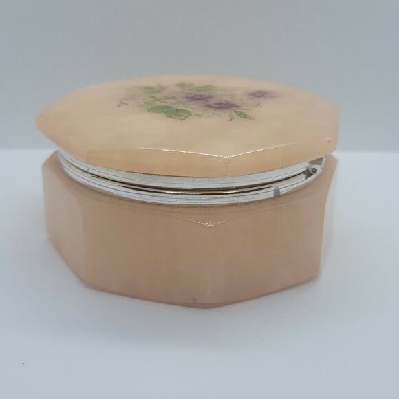 Vintage Genuine Alabaster Hand Carved Made in Italy Hinged Trinket/Jewelry Box - Picture 6 of 12